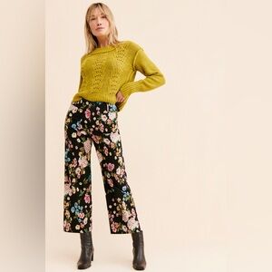 Maeve Anthropologie Colette Cropped Wide-Leg Pants Size 31 Floral